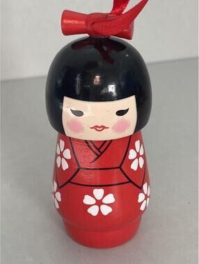 St. Nicholas Square Kokeshi Doll Red Christmas Ornament (4" H)